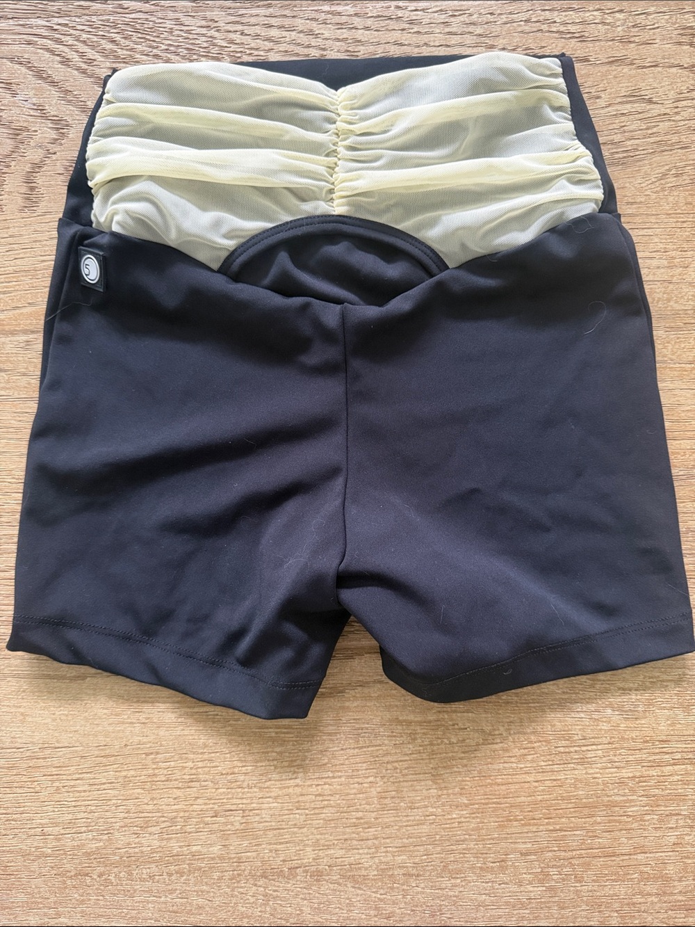 Women’s Athletic Shorts with Gathered Waistband - Black and Light Yellow